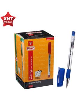 Ручка шариковая Flair Zing, узел-игла 0.7 мм, масляная основа, резиновый упор, треугольный корпус, синий