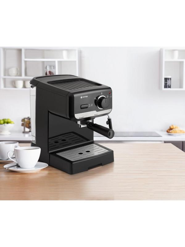 Кофеварка Vitek VT-1502 ВК, рожковая, 1140 Вт, 1.25 л, чёрная