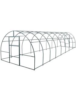 Каркас теплицы, 8 × 3 × 2 м, шаг 1 м, профиль 20 × 20 мм, толщина металла 1 мм, без поликарбоната, половинчатые арки