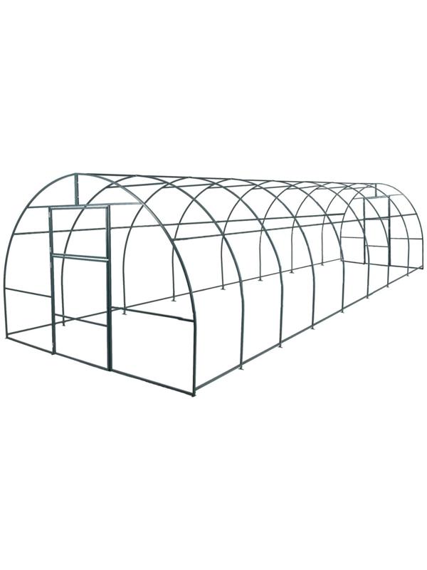 Каркас теплицы, 8 × 3 × 2 м, шаг 1 м, профиль 20 × 20 мм, толщина металла 1 мм, без поликарбоната, половинчатые арки