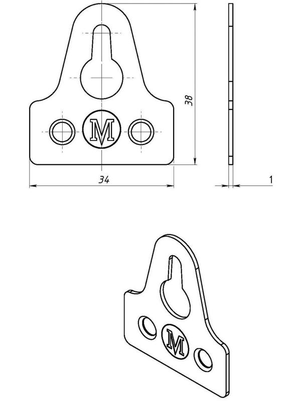Подвеска мебельная, 38 х 34 мм, покрытие цинк