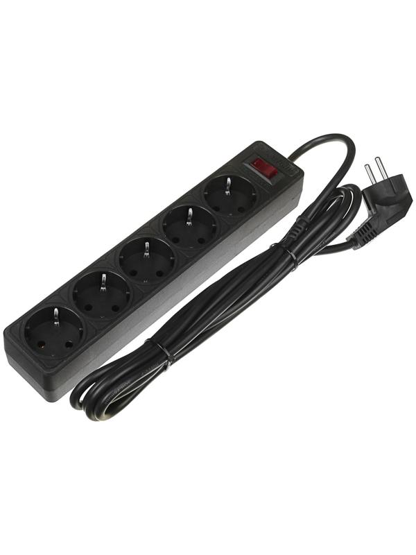 Сетевой фильтр Smartbuy One, 5 розеток, 3 м, 10 А, 2200 Вт, с з/к, черный