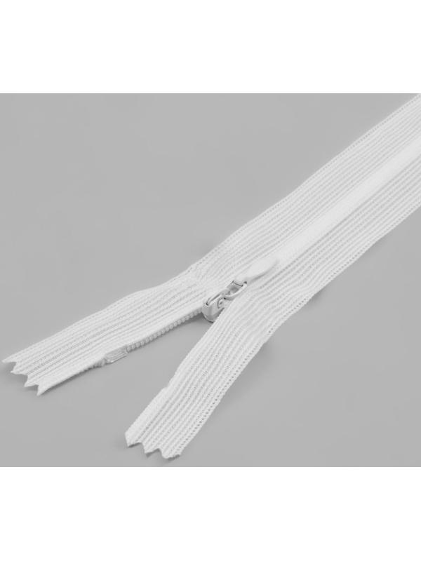 Молния потайная, №3, неразъёмная, замок автомат, 60 см, цвет белый