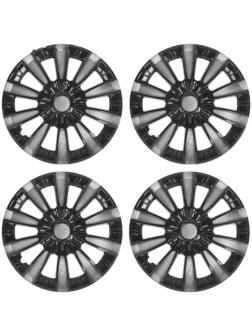 Колпаки колесные R16 Tornado, серебристо-черный карбон, набор 4 шт