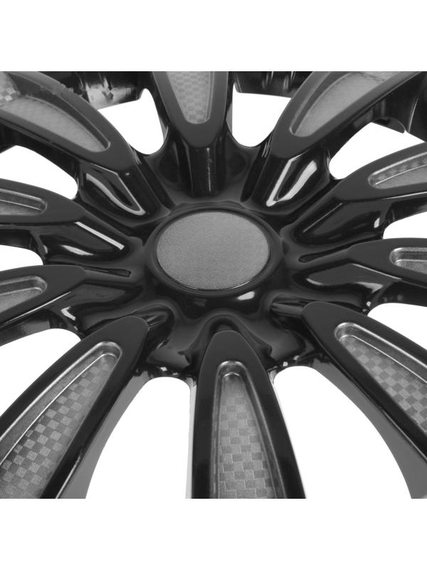 Колпаки колесные R16 Tornado, серебристо-черный карбон, набор 4 шт