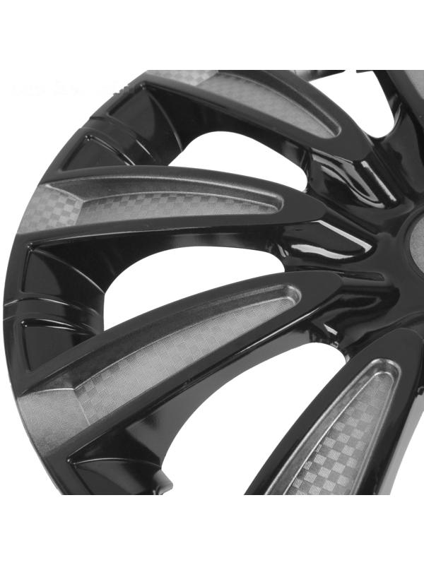Колпаки колесные R16 Tornado, серебристо-черный карбон, набор 4 шт