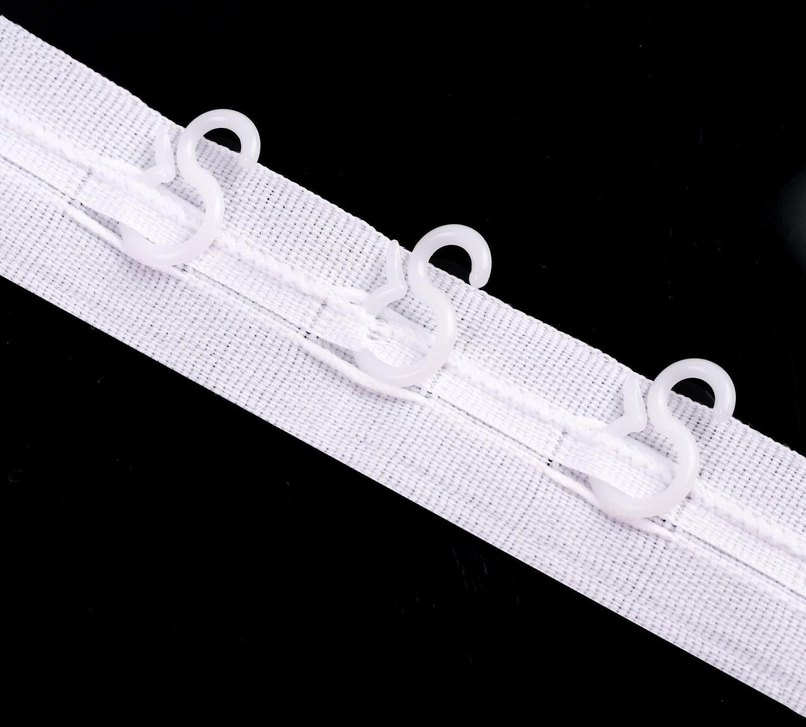 Шторная лента классическая, матовая, 2,5 см, 100 ± 1 м, цвет белый