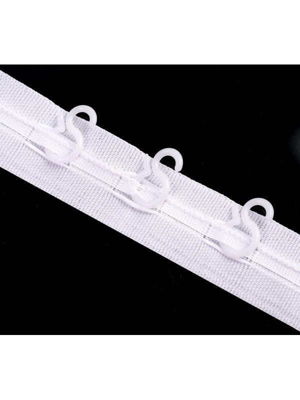 Шторная лента классическая, матовая, 2,5 см, 100 ± 1 м, цвет белый