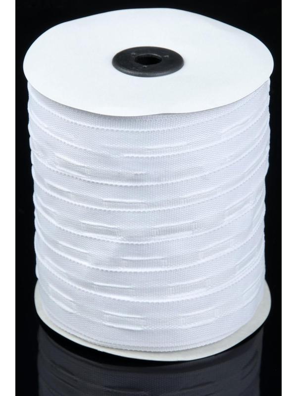 Шторная лента классическая, матовая, 2,5 см, 100 ± 1 м, цвет белый