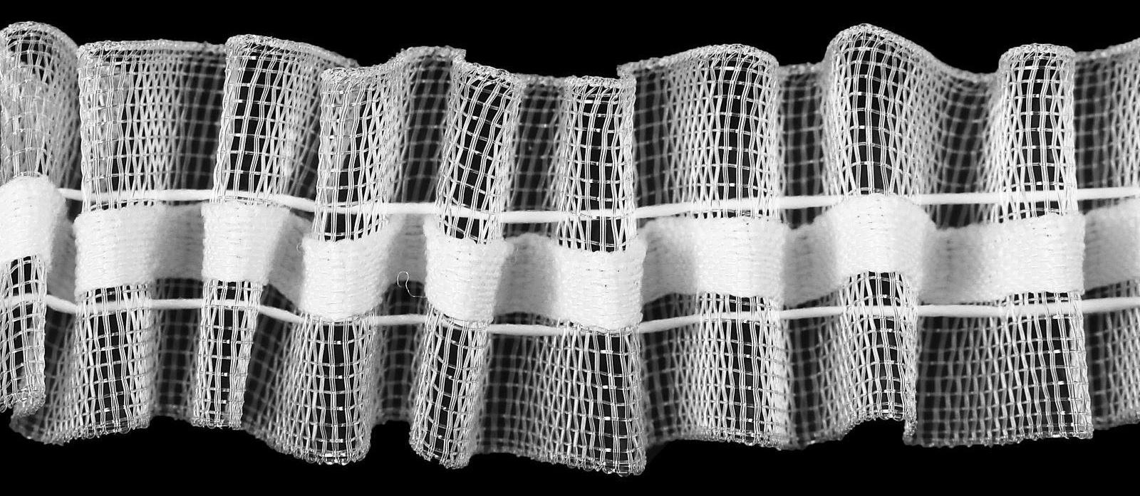 Шторная лента классическая, органза, 2,5 см, 100 ± 1 м, цвет белый