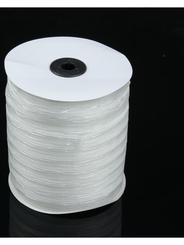 Шторная лента классическая, органза, 2,5 см, 100 ± 1 м, цвет белый
