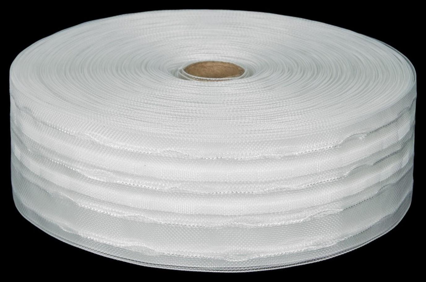 Шторная лента классическая, органза, 6 см, 50 ± 1 м, цвет белый