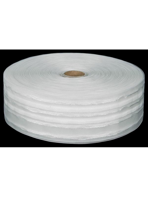 Шторная лента классическая, органза, 6 см, 50 ± 1 м, цвет белый