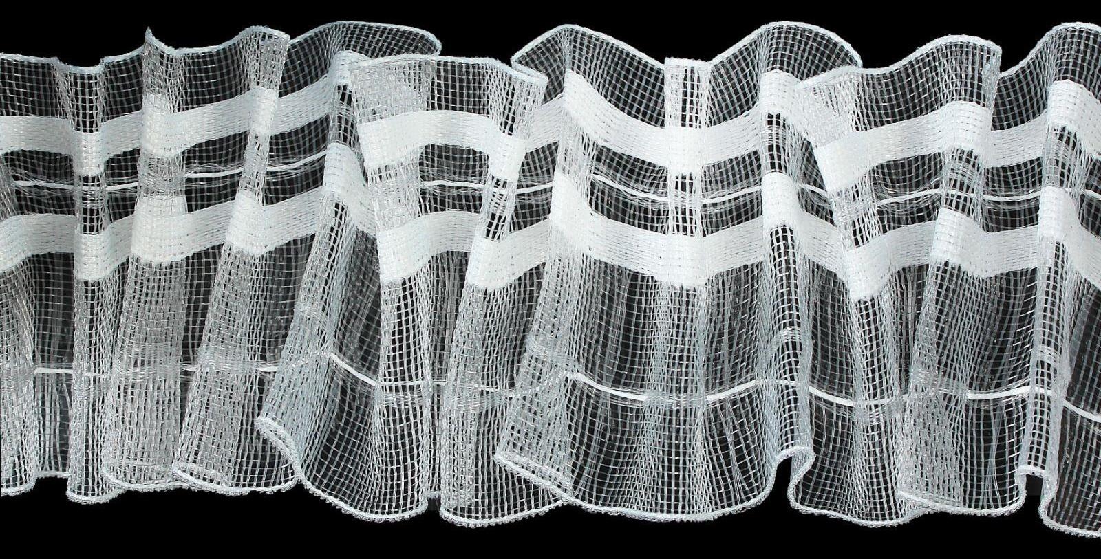 Шторная лента классическая, органза, 6 см, 50 ± 1 м, цвет белый