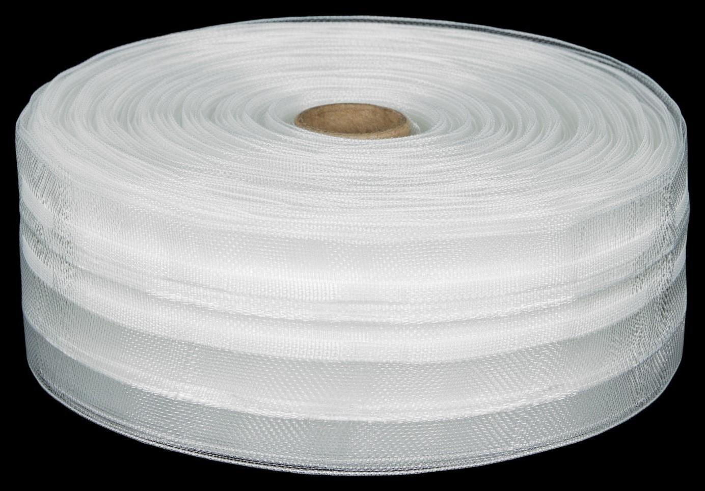 Шторная лента классическая, органза, 6 см, 50 ± 1 м, цвет белый