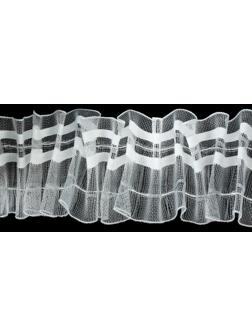 Шторная лента классическая, органза, 6 см, 50 ± 1 м, цвет белый