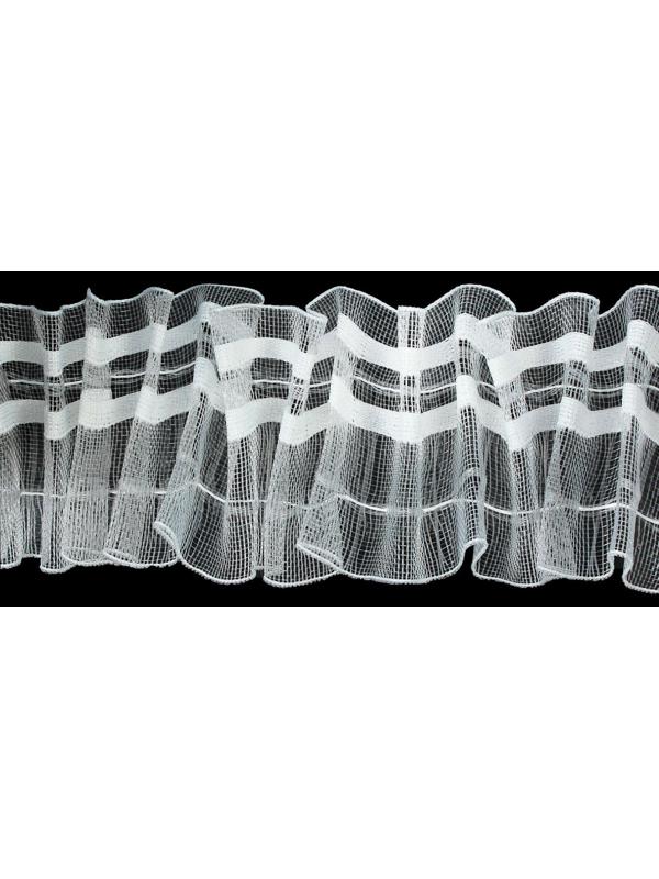 Шторная лента классическая, органза, 6 см, 50 ± 1 м, цвет белый