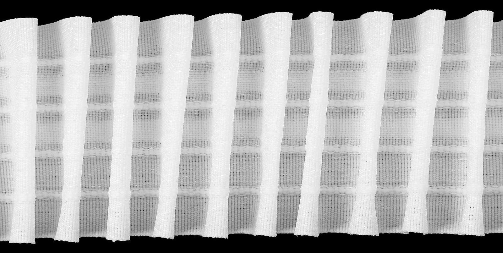 Шторная лента фиксированная сборка, матовая, 6 см, 50 ± 1 м, цвет белый