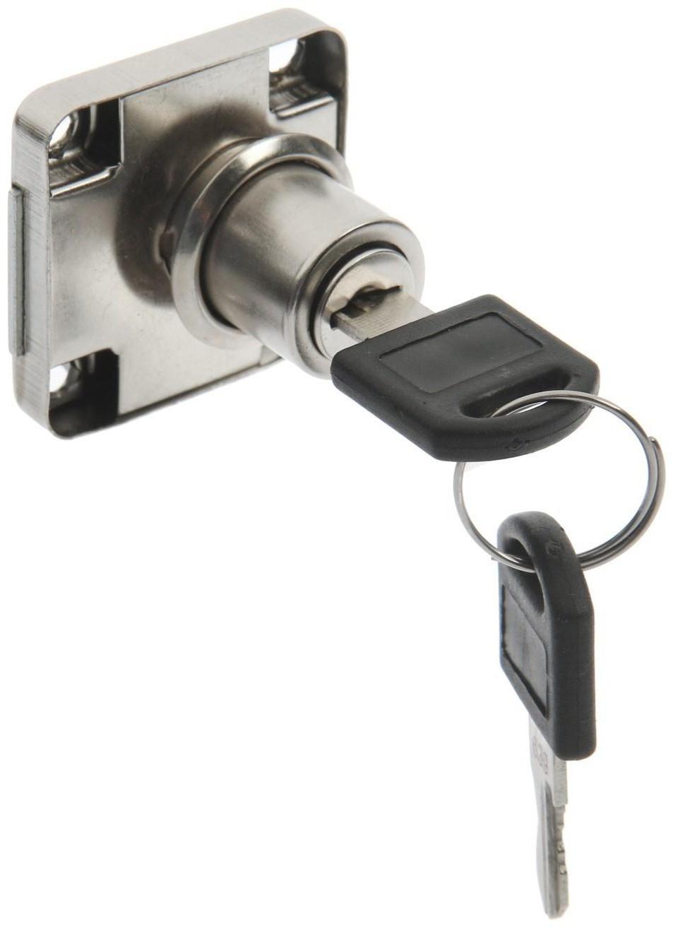 Замок мебельный ТУНДРА (мод. 138-22), прямой ригель, корпус металлический, 2 ключа