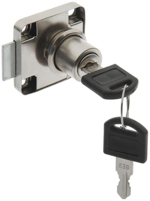 Замок мебельный ТУНДРА (мод. 138-22), прямой ригель, корпус металлический, 2 ключа