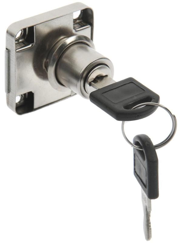 Замок мебельный ТУНДРА (мод. 138-22), прямой ригель, корпус металлический, 2 ключа