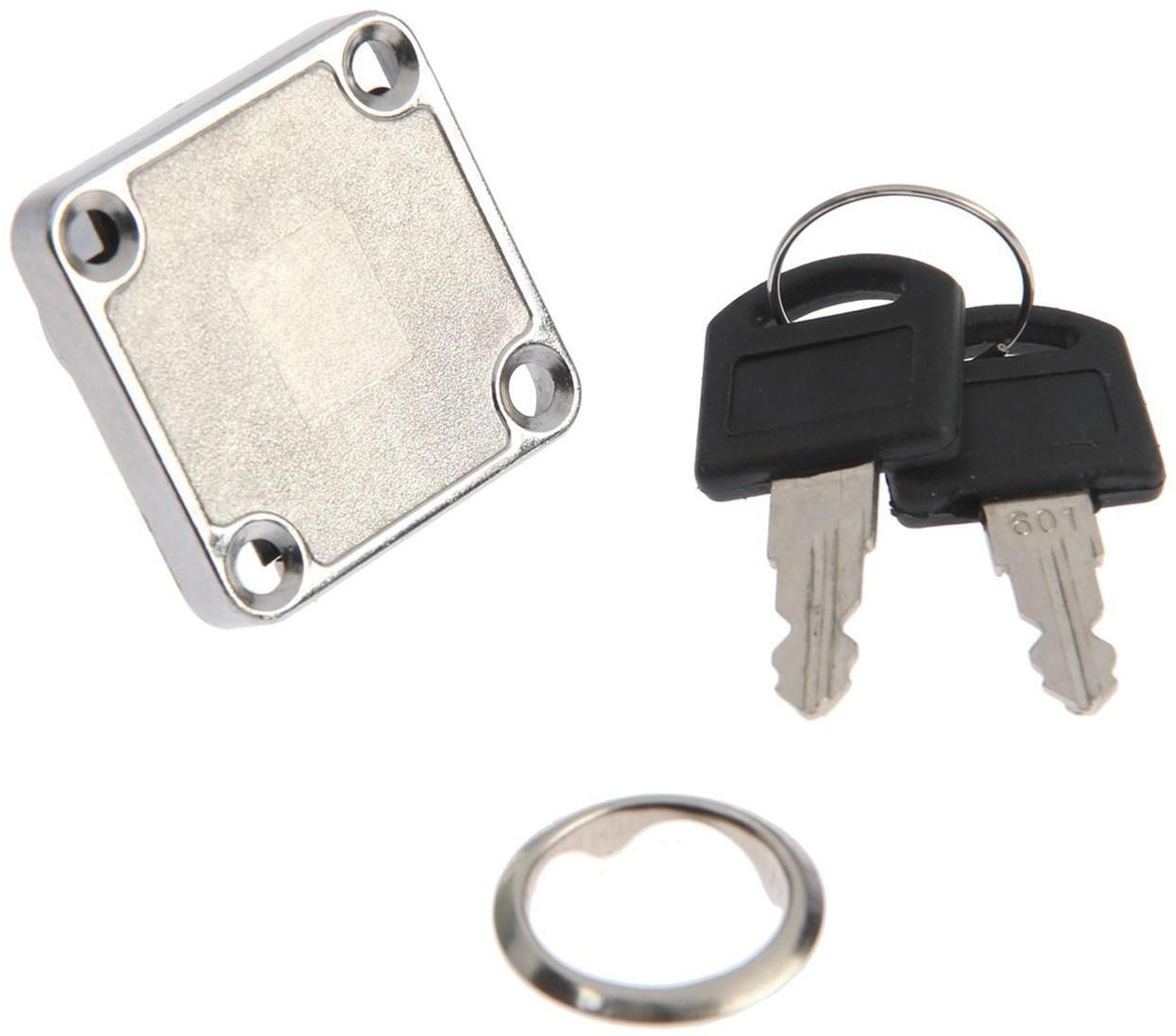 Замок мебельный (мод. 138-22), прямой ригель, корпус ЦАМ, 2 ключа