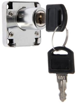 Замок мебельный (мод. 138-22), прямой ригель, корпус ЦАМ, 2 ключа