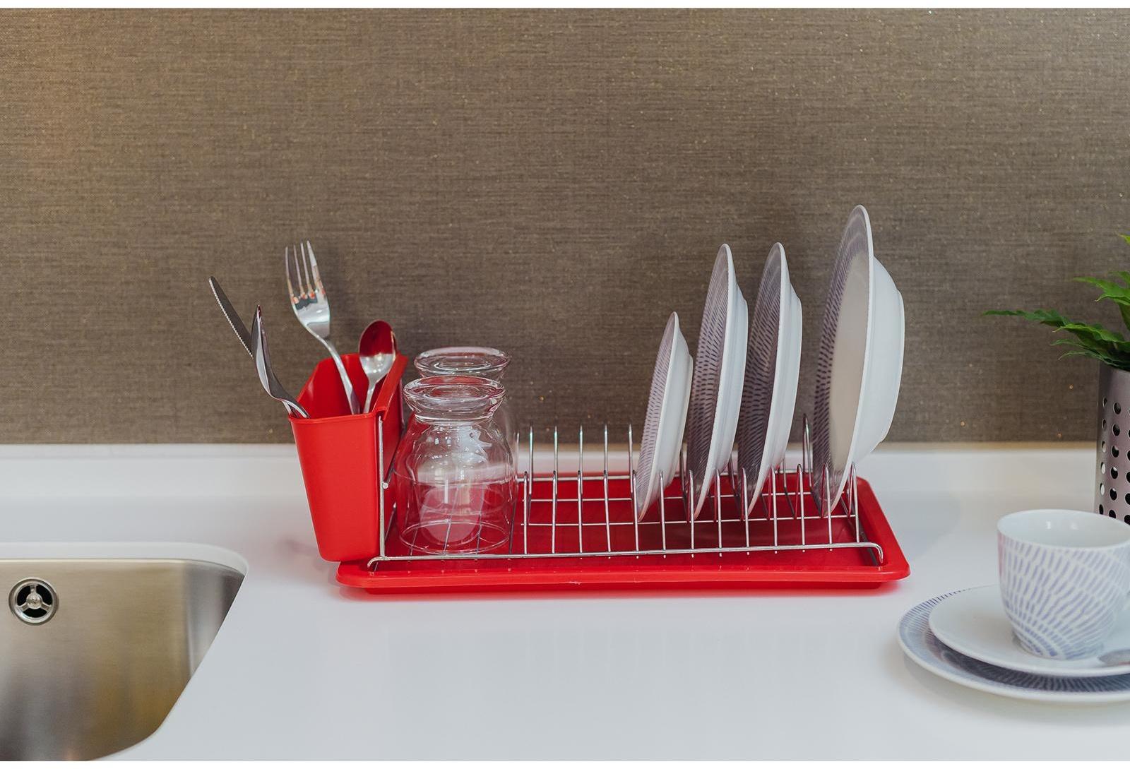 Сушилка для посуды с поддоном Доляна, 42×23×12 см, цвет МИКС