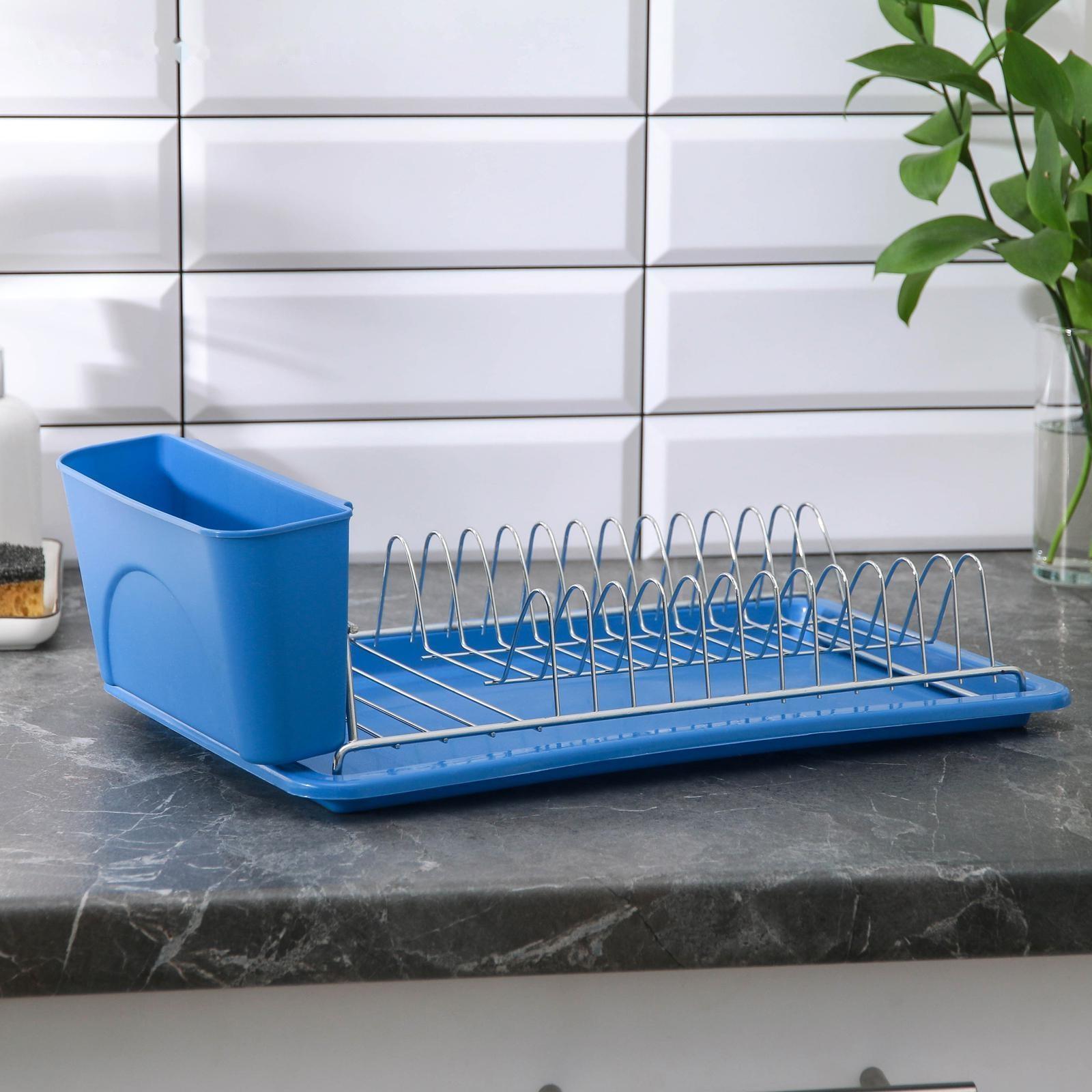 Сушилка для посуды с поддоном Доляна, 42×23×12 см, цвет МИКС