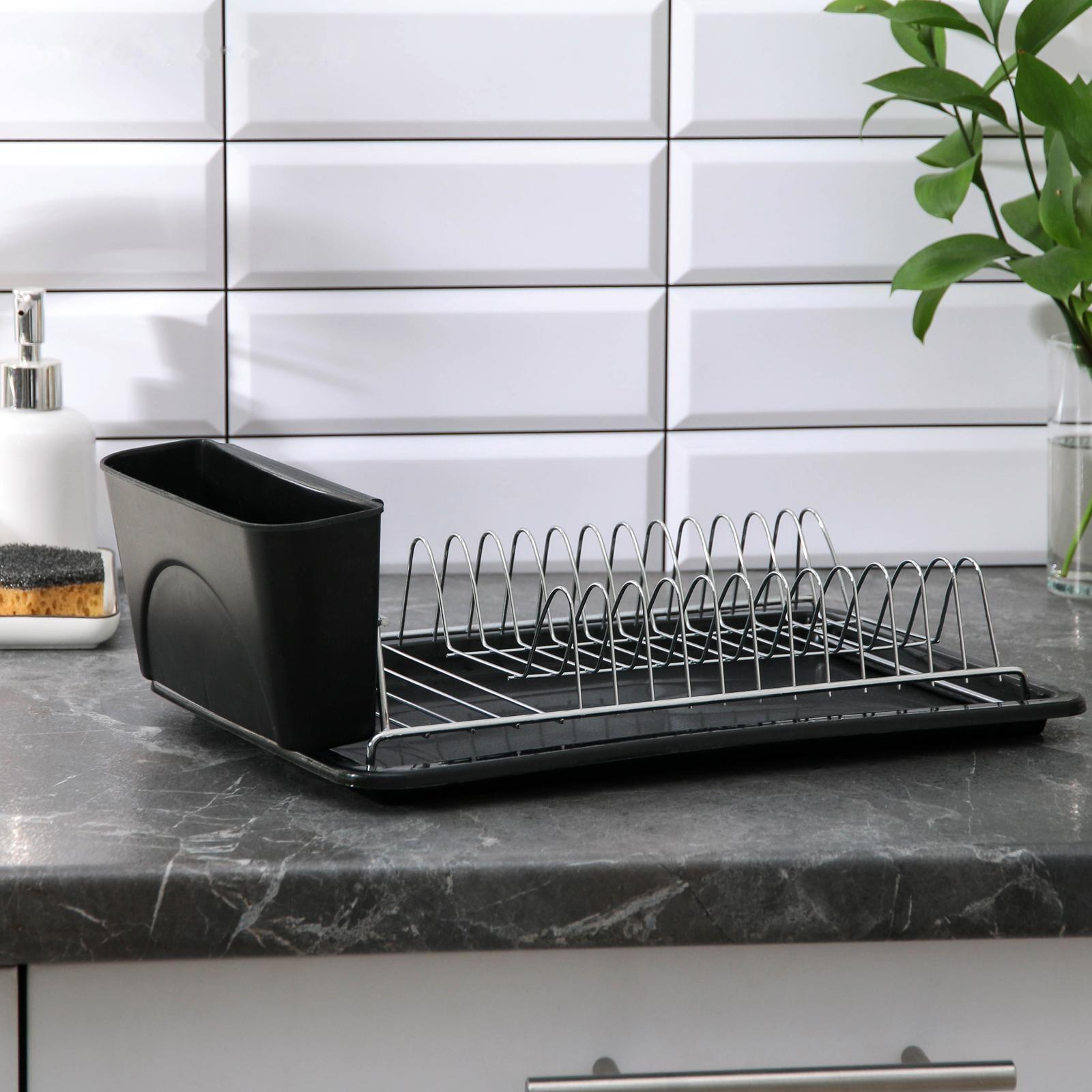 Сушилка для посуды с поддоном Доляна, 42×23×12 см, цвет МИКС