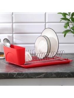 Сушилка для посуды с поддоном Доляна, 42×23×12 см, цвет МИКС