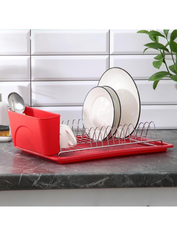 Сушилка для посуды с поддоном Доляна, 42×23×12 см, цвет МИКС