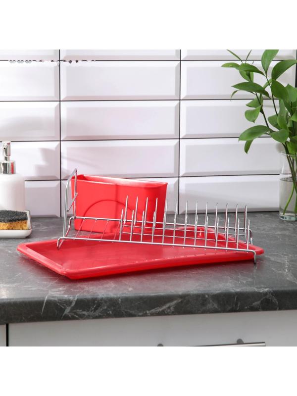 Сушилка для посуды с поддоном Доляна, 42×23×12 см, цвет МИКС