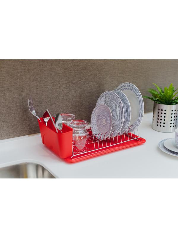 Сушилка для посуды с поддоном Доляна, 42×23×12 см, цвет МИКС