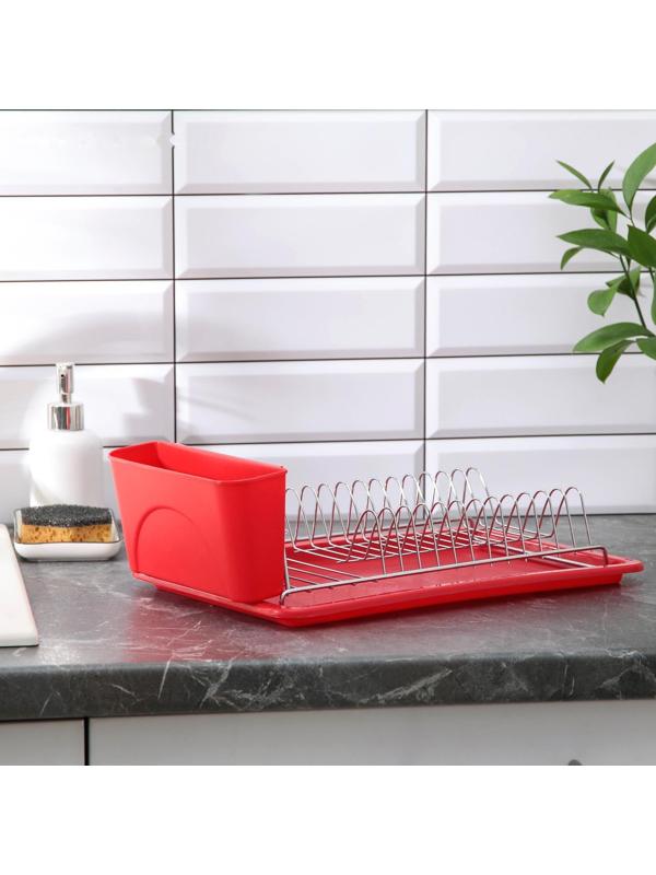 Сушилка для посуды с поддоном Доляна, 42×23×12 см, цвет МИКС