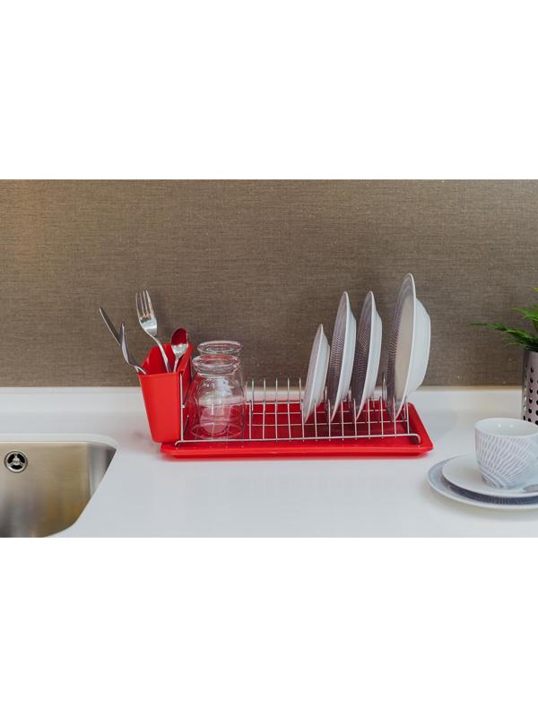 Сушилка для посуды с поддоном Доляна, 42×23×12 см, цвет МИКС