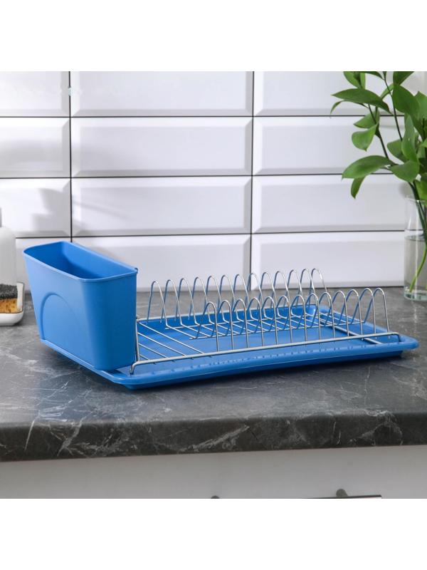 Сушилка для посуды с поддоном Доляна, 42×23×12 см, цвет МИКС
