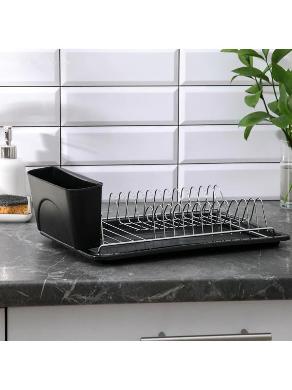 Сушилка для посуды с поддоном Доляна, 42×23×12 см, цвет МИКС