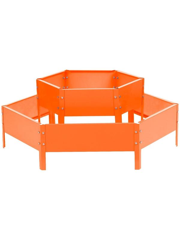 Клумба оцинкованная, 2 яруса, d = 60–100 см, h = 30 см, оранжевая, Greengo