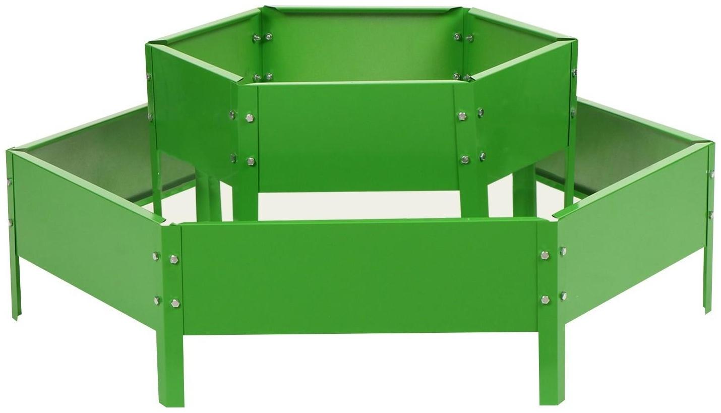 Клумба оцинкованная, 2 яруса, d = 60–80 см, h = 30 см, ярко-зелёная, Greengo