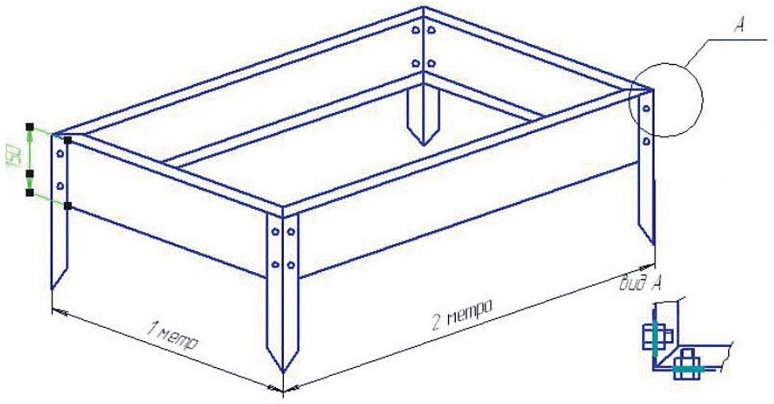 Грядка оцинкованная, 195 × 100 × 15 см, зелёная, Greengo