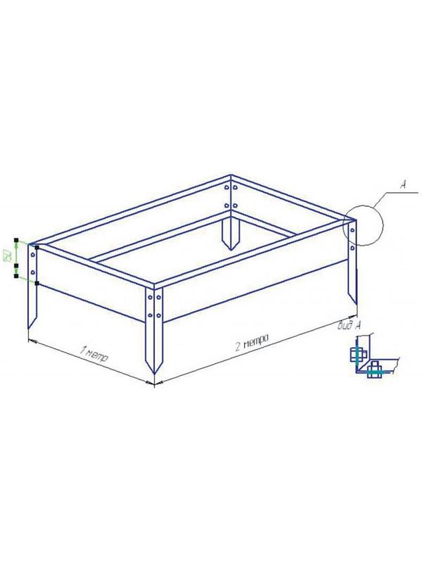 Грядка оцинкованная, 195 × 100 × 15 см, зелёная, Greengo