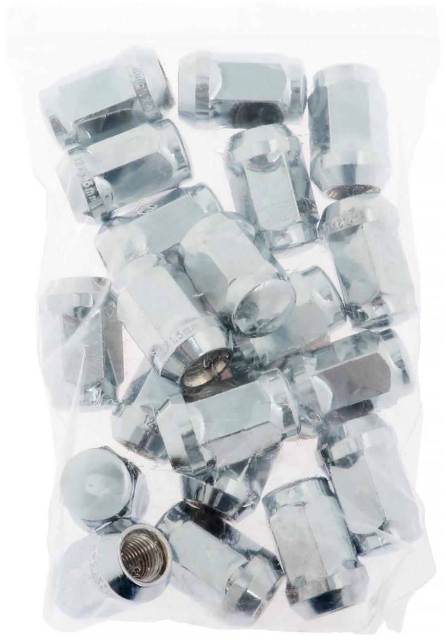 Гайка колесная 12×1.5 под ключ 19 мм, конус, закрытая, хром, фасовка 20 шт