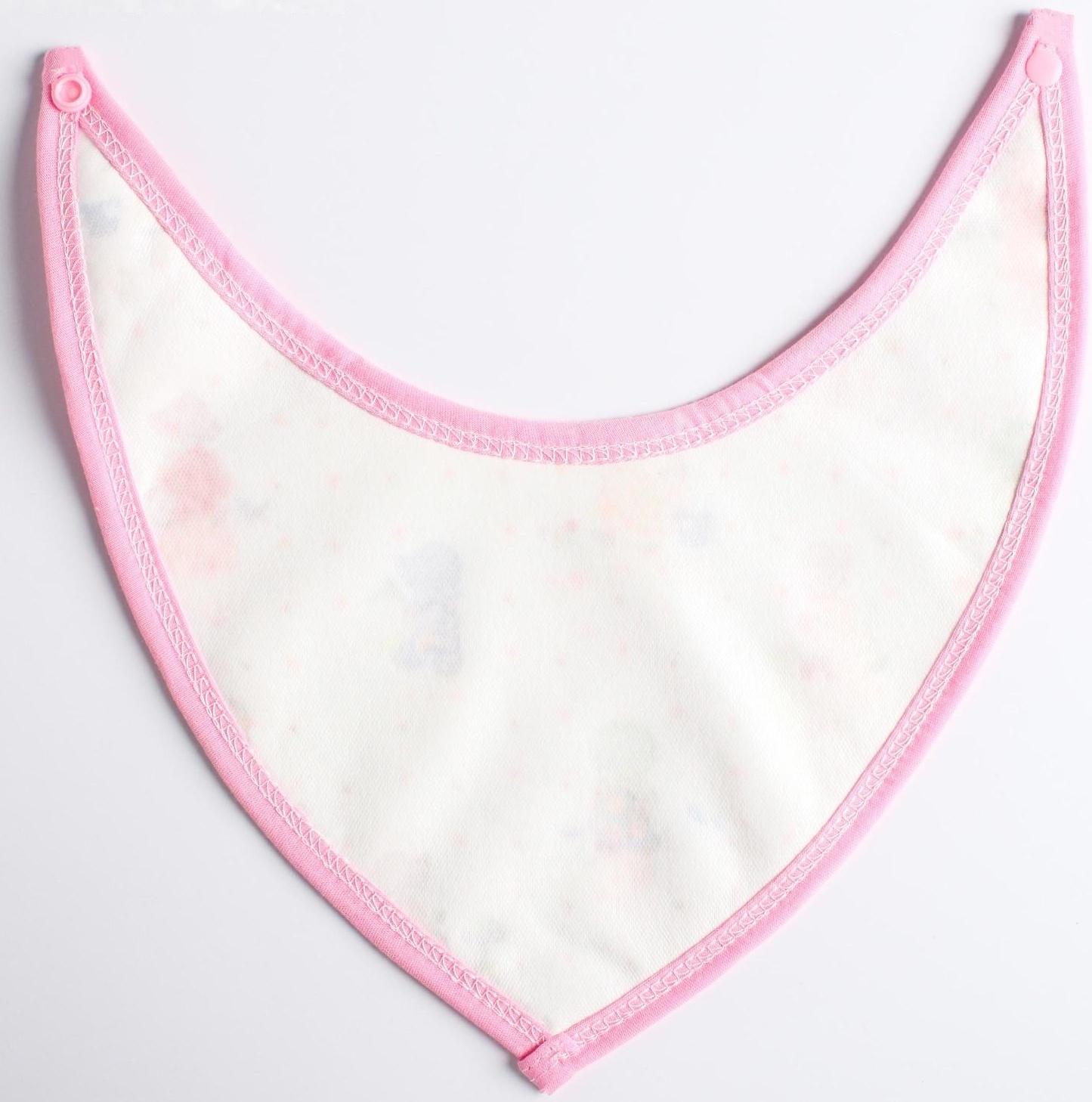 Нагрудник-бандана/слюнявчик для кормления непромокаемый на кнопке, для девочки, МИКС