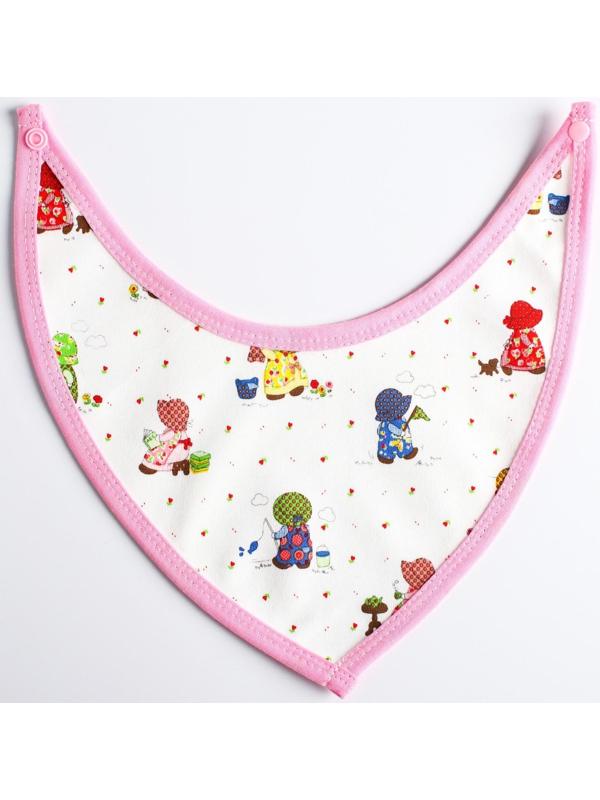 Нагрудник-бандана/слюнявчик для кормления непромокаемый на кнопке, для девочки, МИКС