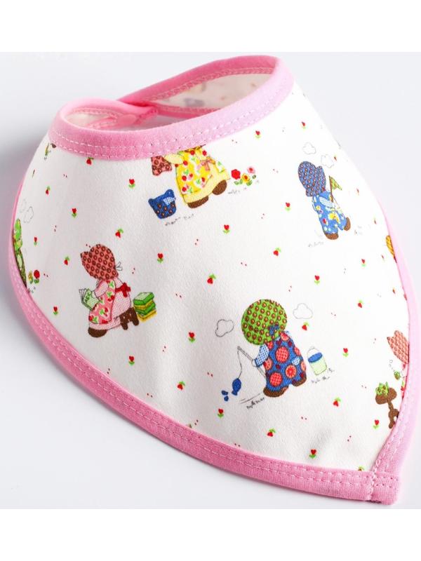 Нагрудник-бандана/слюнявчик для кормления непромокаемый на кнопке, для девочки, МИКС