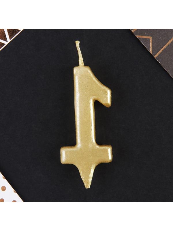 Свеча-цифра в торт «1», золото