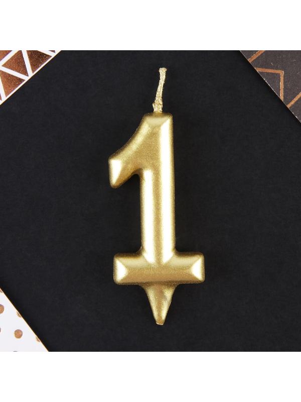 Свеча-цифра в торт «1», золото