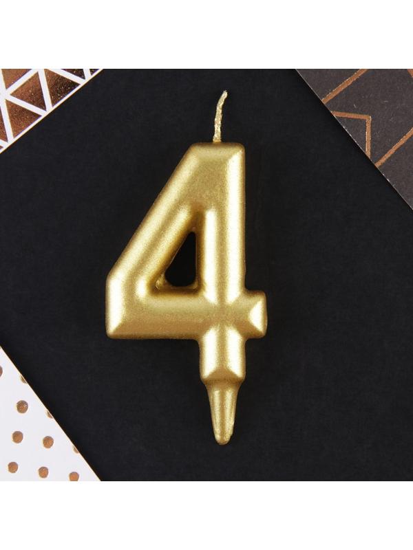 Свеча-цифра в торт «4», золото
