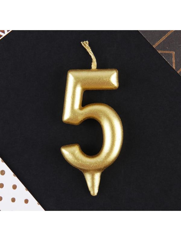 Свеча-цифра в торт «5», золото